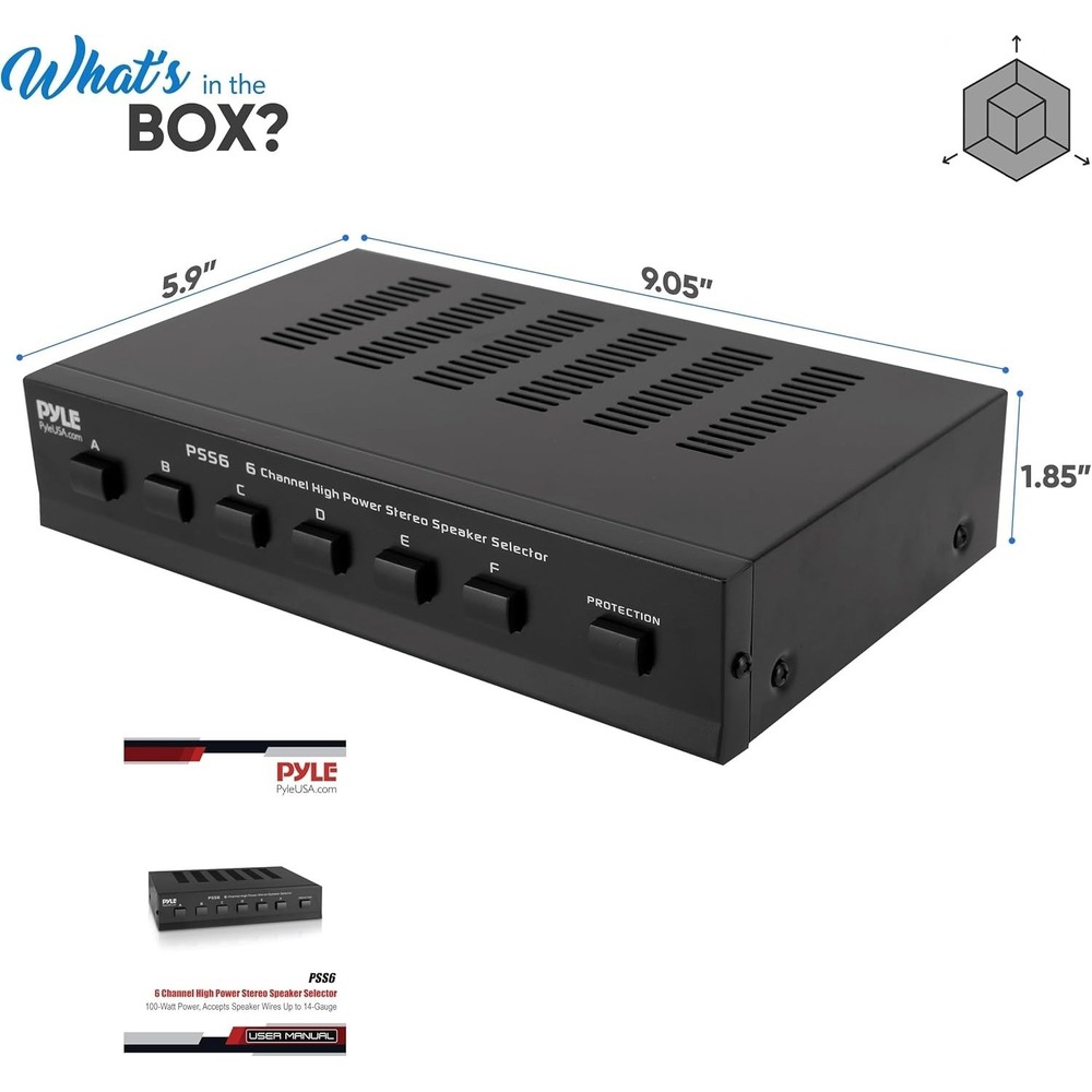 Pyle Home‎ PSS6 Premium 6-Pair Speaker Selector – Multi-Channel Audio Switch Hub - Picture 9 of 11